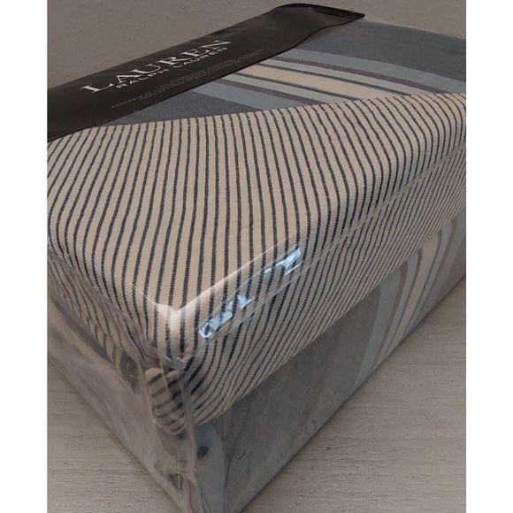 Ralph Lauren GAVIN STRIPE Indigo Blue Cotton Full Queen Duvet Cover Set - Picture 4 of 10